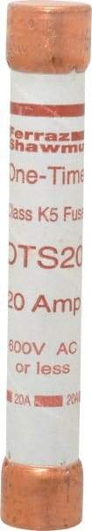 Ferraz Shawmut - 300 VDC, 600 VAC, 20 Amp, Fast-Acting General Purpose Fuse - Clip Mount, 127mm OAL, 20 at DC, 50 at AC kA Rating, 13/16" Diam - Industrial Tool & Supply