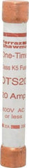 Ferraz Shawmut - 300 VDC, 600 VAC, 20 Amp, Fast-Acting General Purpose Fuse - Clip Mount, 127mm OAL, 20 at DC, 50 at AC kA Rating, 13/16" Diam - Industrial Tool & Supply