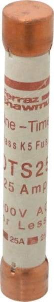 Ferraz Shawmut - 300 VDC, 600 VAC, 25 Amp, Fast-Acting General Purpose Fuse - Clip Mount, 127mm OAL, 20 at DC, 50 at AC kA Rating, 13/16" Diam - Industrial Tool & Supply