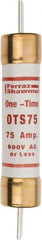 Ferraz Shawmut - 300 VDC, 600 VAC, 75 Amp, Fast-Acting General Purpose Fuse - Clip Mount, 7-7/8" OAL, 20 at DC, 50 at AC kA Rating, 1-5/16" Diam - Industrial Tool & Supply