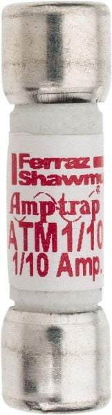 Ferraz Shawmut - 600 VAC/VDC, 0.1 Amp, Fast-Acting General Purpose Fuse - Clip Mount, 1-1/2" OAL, 100 at AC/DC kA Rating, 13/32" Diam - Industrial Tool & Supply