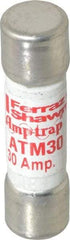 Ferraz Shawmut - 600 VAC/VDC, 30 Amp, Fast-Acting Midget Fuse - Clip Mount, 1-1/2" OAL, 100 at AC/DC kA Rating, 13/32" Diam - Industrial Tool & Supply