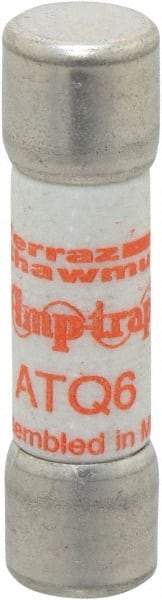 Ferraz Shawmut - 500 VAC, 6 Amp, Time Delay General Purpose Fuse - Clip Mount, 1-1/2" OAL, 10 at AC kA Rating, 13/32" Diam - Industrial Tool & Supply