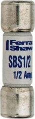 Ferraz Shawmut - 600 VAC, 0.5 Amp, Fast-Acting General Purpose Fuse - Clip Mount, 1-3/8" OAL, 100 at AC kA Rating, 13/32" Diam - Industrial Tool & Supply