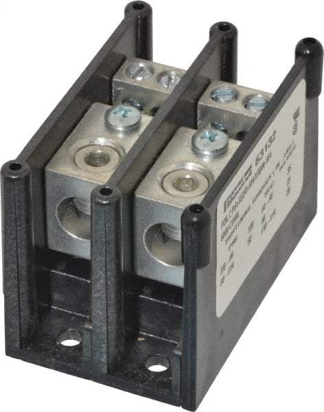 Ferraz Shawmut - 2 Poles, 135 Amp, 2/0-14 AWG Primary, 4-14 AWG Secondary, Polycarbonate Power Distribution Block - 1000 VAC/VDC, 1 Primary Connection, 1.98 Inch Long x 3.08 Inch Deep x 2.81 Inch High - Industrial Tool & Supply