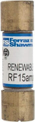Ferraz Shawmut - 250 VAC, 15 Amp, Fast-Acting Renewable Fuse - Clip Mount, 51mm OAL, 10 at AC kA Rating, 9/16" Diam - Industrial Tool & Supply