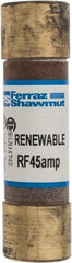 Ferraz Shawmut - 250 VAC, 45 Amp, Fast-Acting Renewable Fuse - Clip Mount, 76mm OAL, 10 at AC kA Rating, 13/16" Diam - Industrial Tool & Supply