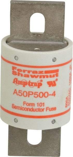 Ferraz Shawmut - 450 VDC, 500 VAC, 500 Amp, Fast-Acting Semiconductor/High Speed Fuse - Bolt-on Mount, 4-15/32" OAL, 100 at AC, 79 at DC kA Rating, 2" Diam - Industrial Tool & Supply