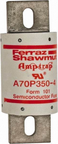 Ferraz Shawmut - 650 VDC, 700 VAC, 350 Amp, Fast-Acting Semiconductor/High Speed Fuse - Bolt-on Mount, 5-3/32" OAL, 100 at AC/DC kA Rating, 2" Diam - Industrial Tool & Supply