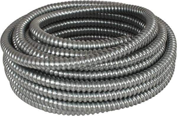 Made in USA - 1/2" Trade Size, 50' Long, Flexible Reduced Wall Flex Conduit - Steel, 5/8" ID - Industrial Tool & Supply