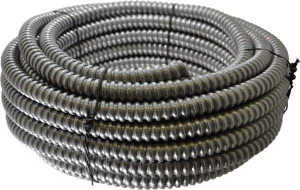 Made in USA - 1/2" Trade Size, 50' Long, Flexible Reduced Wall Flex Conduit - Aluminum, 5/8" ID - Industrial Tool & Supply