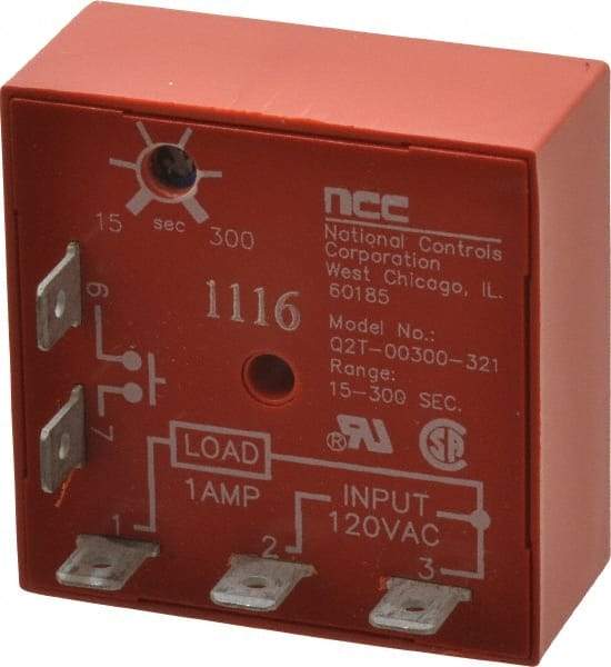 NCC - 5 Pin, Time Delay Relay - 1 at Resistive or Inductive Load Contact Amp, 120 VAC, On Board Trimpot - Industrial Tool & Supply