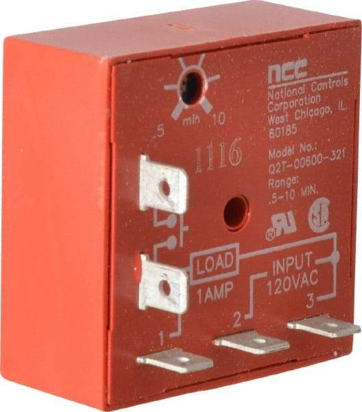 NCC - 5 Pin, Time Delay Relay - 1 at Resistive or Inductive Load Contact Amp, 120 VAC, On Board Trimpot - Industrial Tool & Supply