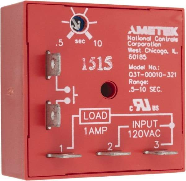 NCC - 5 Pin, Time Delay Relay - 1 at Resistive or Inductive Load Contact Amp, 120 VAC, On Board Trimpot - Industrial Tool & Supply