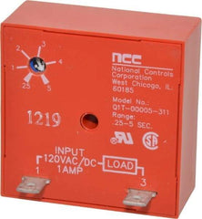 NCC - 2 Pin, Time Delay Relay - 1 at Resistive or Inductive Load Contact Amp, 120 VAC/VDC, On Board Trimpot - Industrial Tool & Supply