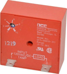NCC - 2 Pin, Time Delay Relay - 1 at Resistive or Inductive Load Contact Amp, 120 VAC/VDC, On Board Trimpot - Industrial Tool & Supply