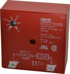 NCC - 2 Pin, Time Delay Relay - 1 at Resistive or Inductive Load Contact Amp, 120 VAC/VDC, On Board Trimpot - Industrial Tool & Supply