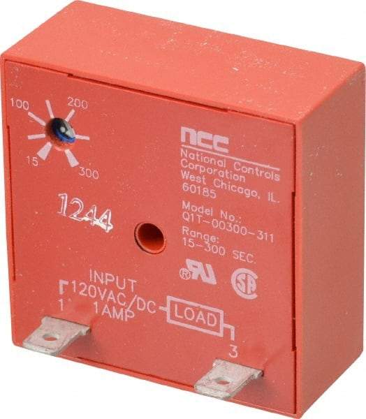 NCC - 2 Pin, Time Delay Relay - 1 at Resistive or Inductive Load Contact Amp, 120 VAC/VDC, On Board Trimpot - Industrial Tool & Supply