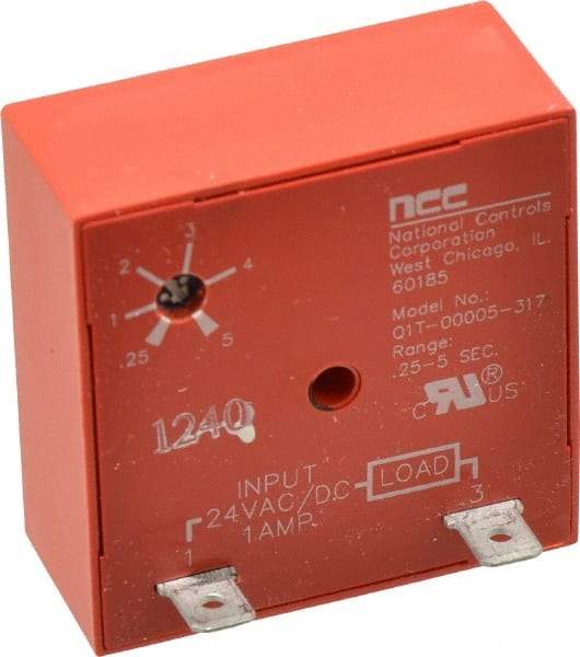 NCC - 2 Pin, Time Delay Relay - 1 at Resistive or Inductive Load Contact Amp, 24 VAC/VDC, On Board Trimpot - Industrial Tool & Supply