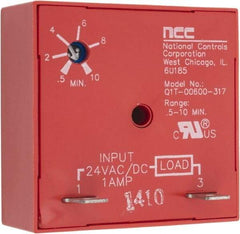 NCC - 2 Pin, Time Delay Relay - 1 at Resistive or Inductive Load Contact Amp, 24 VAC/VDC, On Board Trimpot - Industrial Tool & Supply