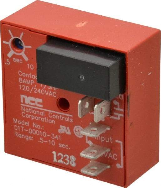 NCC - 5 Pin, SPDT Time Delay Relay - 8 at 250 VAC Resistive Load Contact Amp, 120 VAC, On Board Trimpot - Industrial Tool & Supply