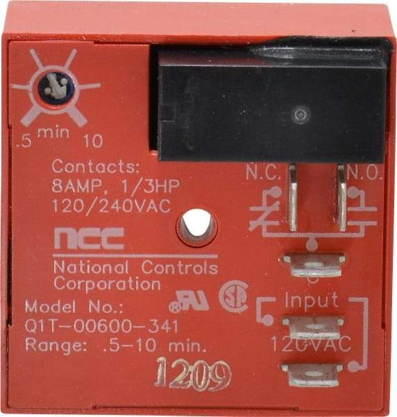 NCC - 5 Pin, SPDT Time Delay Relay - 8 at 250 VAC Resistive Load Contact Amp, 120 VAC, On Board Trimpot - Industrial Tool & Supply