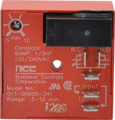 NCC - 5 Pin, SPDT Time Delay Relay - 8 at 250 VAC Resistive Load Contact Amp, 120 VAC, On Board Trimpot - Industrial Tool & Supply