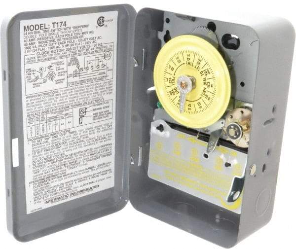 Intermatic - 24 hr Indoor Analog Electromechanical Timer Switch - 12 On/Off per Day, 208 to 277 VAC, 60 Hz, - Industrial Tool & Supply