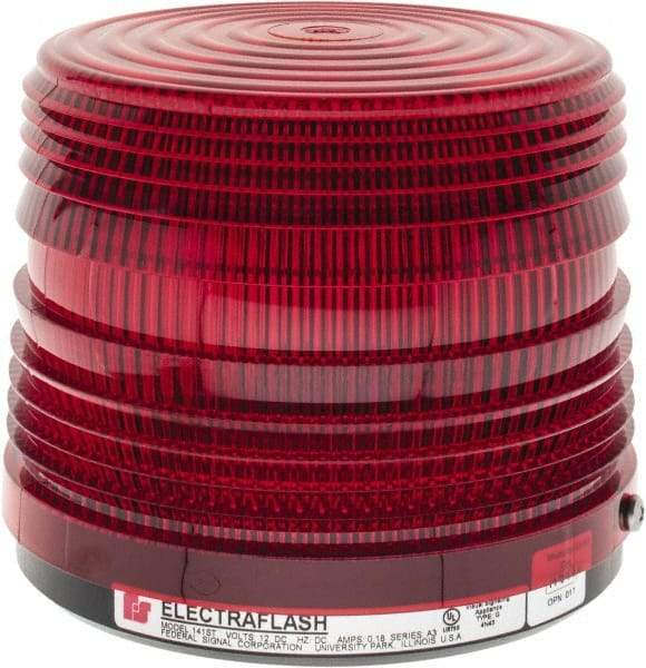 Federal Signal Corp - 12 VDC, 3R NEMA Rated, Strobe Tube, Red, Strobe Light - 80 Flashes per min, 5-1/2 Inch Diameter, 5-1/16 Inch High, IP66 Ingress Rating, Surface Mount - Industrial Tool & Supply
