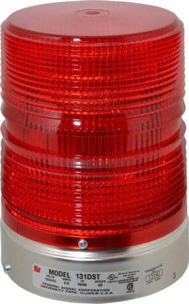 Federal Signal Corp - 120 VAC, 3R NEMA Rated, Strobe Tube, Red, Double Flash Strobe Light - 80 Flashes per min, 1/2 Inch Pipe, 5-11/16 Inch Diameter, 8-1/2 Inch High, IP45 Ingress Rating, Pipe Mount - Industrial Tool & Supply
