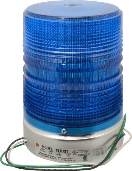 Federal Signal Corp - 120 VAC, 3R NEMA Rated, Strobe Tube, Blue, Double Flash Strobe Light - 80 Flashes per min, 1/2 Inch Pipe, 5-11/16 Inch Diameter, 8-1/2 Inch High, IP45 Ingress Rating, Pipe Mount - Industrial Tool & Supply