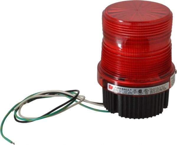 Federal Signal Corp - 120 VAC, 4X NEMA Rated, Strobe Tube, Red, Single Flash Strobe Light - 90 Flashes per min, 1/2 Inch Pipe, 3-15/16 Inch Diameter, 5-1/4 Inch High, IP66 Ingress Rating, Pipe Mount, Surface Mount - Industrial Tool & Supply