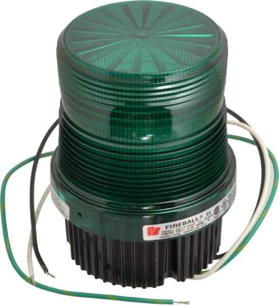 Federal Signal Corp - 120 VAC, 4X NEMA Rated, Strobe Tube, Green, Single Flash Strobe Light - 90 Flashes per min, 1/2 Inch Pipe, 3-15/16 Inch Diameter, 5-1/4 Inch High, IP66 Ingress Rating, Pipe Mount, Surface Mount - Industrial Tool & Supply
