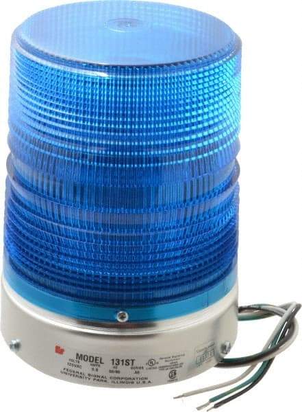 Federal Signal Corp - 120 VAC, 3R NEMA Rated, Strobe Tube, Blue, Single Flash Strobe Light - 80 Flashes per min, 1/2 Inch Pipe, 5.7 Inch Diameter, 8-1/2 Inch High, IP45 Ingress Rating, Pipe Mount - Industrial Tool & Supply