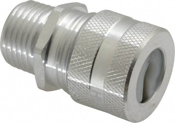 Hubbell Wiring Device-Kellems - 6.3 to 9.7mm Capacity, Liquidtight, Straight Strain Relief Cord Grip - 1/2 NPT Thread, Aluminum - Industrial Tool & Supply