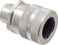 Hubbell Wiring Device-Kellems - 19 to 22.2mm Capacity, Liquidtight, Straight Strain Relief Cord Grip - 1/2 NPT Thread, Aluminum - Industrial Tool & Supply