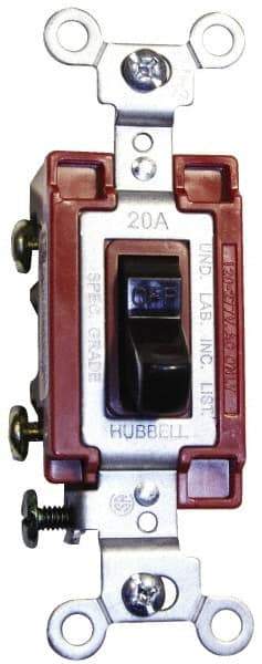 Hubbell Wiring Device-Kellems - 3 Pole, 120 to 277 VAC, 20 Amp, Commercial Grade, Toggle, Wall and Dimmer Light Switch - Industrial Tool & Supply