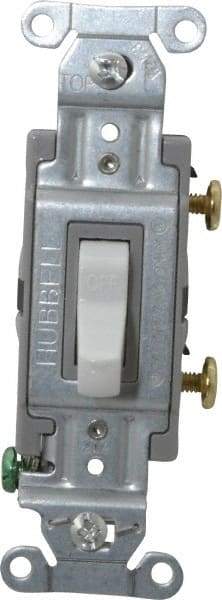 Hubbell Wiring Device-Kellems - 1 Pole, 120 to 277 VAC, 20 Amp, Commercial Grade, Toggle, Wall and Dimmer Light Switch - 4-1/16 Inch High - Industrial Tool & Supply