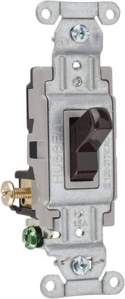 Hubbell Wiring Device-Kellems - 3 Pole, 120 to 277 VAC, 15 Amp, Commercial Grade, Toggle, Wall and Dimmer Light Switch - 4-1/16 Inch High - Industrial Tool & Supply