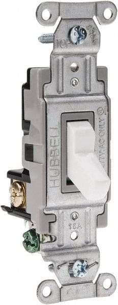 Hubbell Wiring Device-Kellems - 3 Pole, 120 to 277 VAC, 15 Amp, Commercial Grade, Toggle, Wall and Dimmer Light Switch - 4-1/16 Inch High - Industrial Tool & Supply