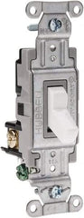 Hubbell Wiring Device-Kellems - 3 Pole, 120 to 277 VAC, 15 Amp, Commercial Grade, Toggle, Wall and Dimmer Light Switch - 4-1/16 Inch High - Industrial Tool & Supply