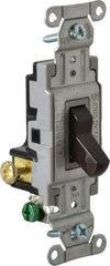 Hubbell Wiring Device-Kellems - 3 Pole, 120 to 277 VAC, 20 Amp, Commercial Grade, Toggle, Wall and Dimmer Light Switch - 4-1/16 Inch High - Industrial Tool & Supply