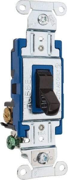 Hubbell Wiring Device-Kellems - 3 Pole, 120 to 277 VAC, 15 Amp, Commercial Grade, Toggle, Wall and Dimmer Light Switch - 4.06 Inch Wide x 103.2 mm High - Industrial Tool & Supply