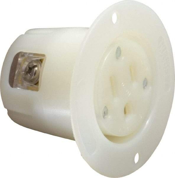 Hubbell Wiring Device-Kellems - 125 VAC, 20 Amp, 5-20R NEMA Configuration, White, Industrial Grade, Self Grounding Single Receptacle - 1 Phase, 2 Poles, 3 Wire, Flush Mount - Industrial Tool & Supply