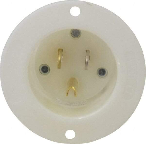 Hubbell Wiring Device-Kellems - 125 VAC, 15 Amp, 5-15P NEMA Configuration, White, Industrial Grade, Self Grounding Single Receptacle - 1 Phase, 2 Poles, 3 Wire, Flush Mount - Industrial Tool & Supply