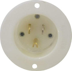Hubbell Wiring Device-Kellems - 125 VAC, 15 Amp, 5-15P NEMA Configuration, White, Industrial Grade, Self Grounding Single Receptacle - 1 Phase, 2 Poles, 3 Wire, Flush Mount - Industrial Tool & Supply