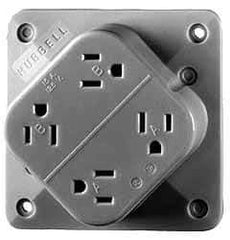 Hubbell Wiring Device-Kellems - 125 VAC, 15 Amp, 5-15R NEMA Configuration, Brown, Hospital Grade, Self Grounding Fourplex Receptacle - 1 Phase, 2 Poles, 3 Wire, Flush Mount, Impact Resistant - Industrial Tool & Supply