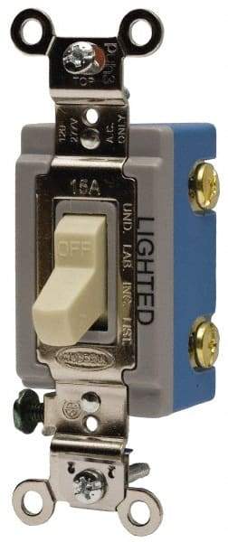 Hubbell Wiring Device-Kellems - 1 Pole, 120 VAC, 15 Amp, Residential Grade, Toggle, Wall and Dimmer Light Switch - 1-5/16 Inch Wide x 4-1/16 Inch High - Industrial Tool & Supply