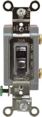 Hubbell Wiring Device-Kellems - 1 Pole, 120 to 277 VAC, 20 Amp, Industrial Grade, Toggle, Wall and Dimmer Light Switch - 1-5/16 Inch Wide x 4-1/16 Inch High - Industrial Tool & Supply