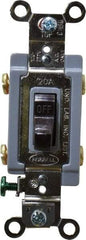 Hubbell Wiring Device-Kellems - 2 Pole, 120 to 277 VAC, 20 Amp, Industrial Grade, Toggle, Wall and Dimmer Light Switch - 1-5/16 Inch Wide x 4-1/16 Inch High - Industrial Tool & Supply